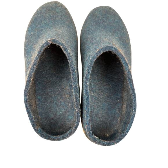 Glerups Men\'s open-heel slippers/clogs dark blue felted wool leather sole 45/11 main image 6
